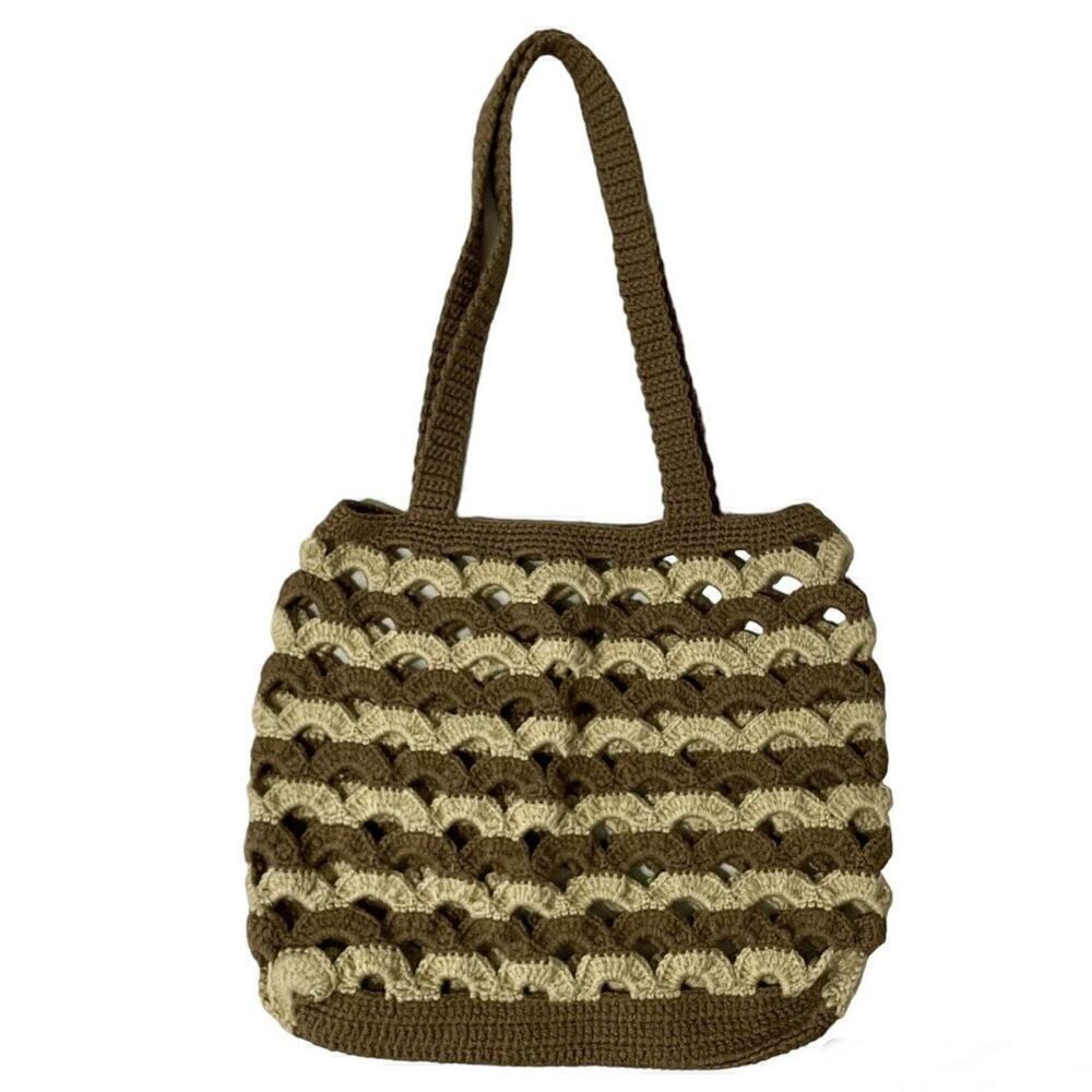 Retro Crochet Tote Shoulder Bag Handmade Medium Bag 12x12 Purse Bohemian…